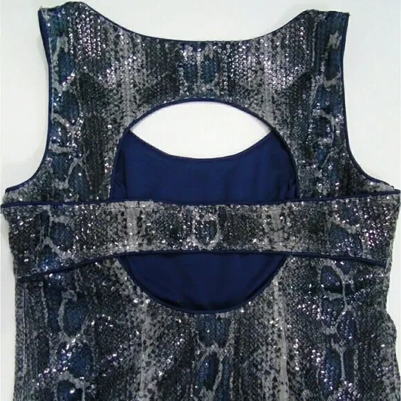 Sequined Python Print Cut Out Party Dress - Picture 7 of 8